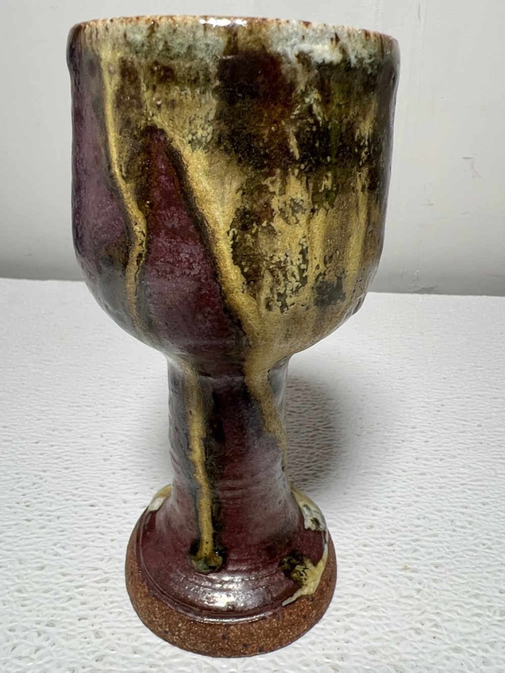 Handmade Art Glazed Pottery Goblet One of a Kind Rustic